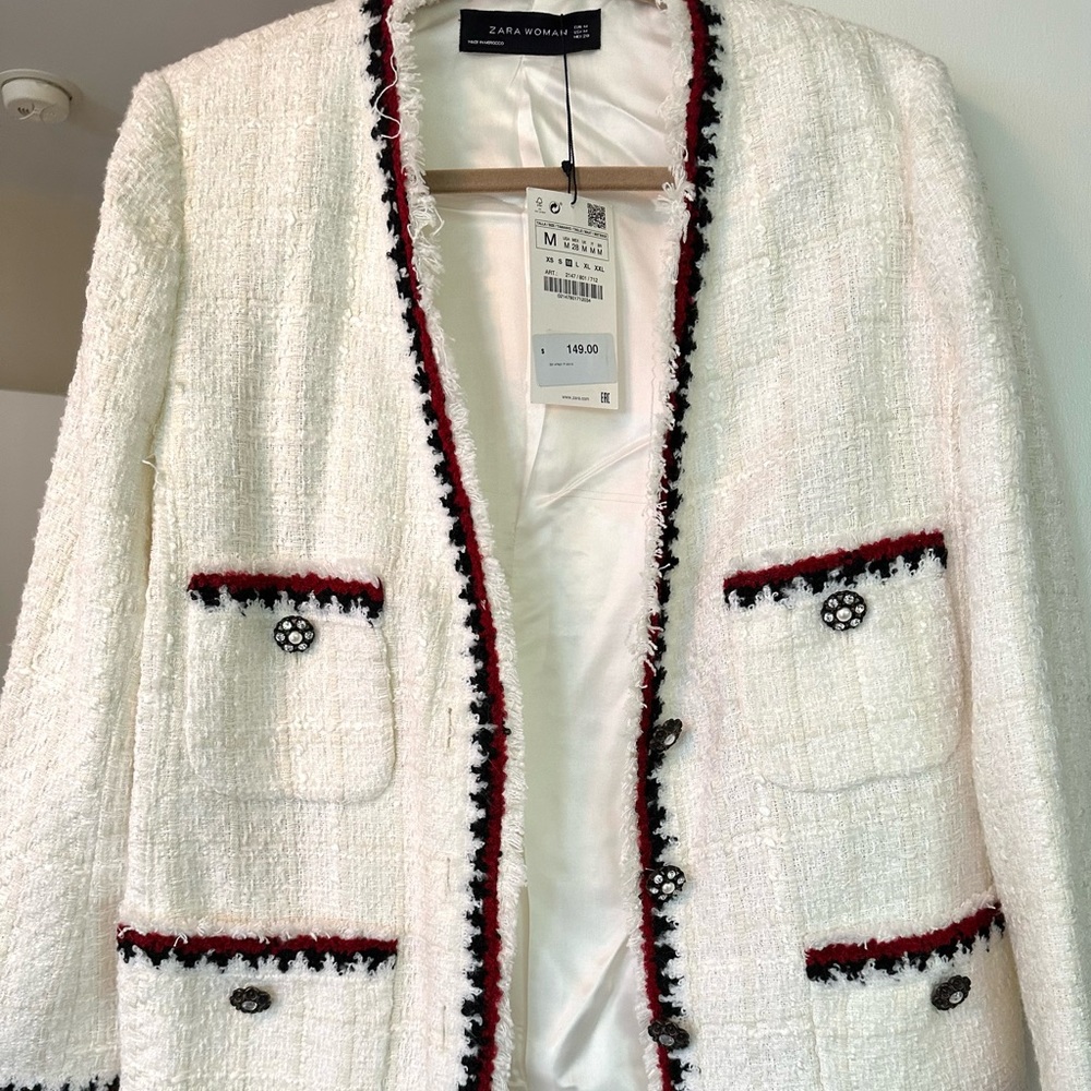 Zara Tweed Beige Blazer